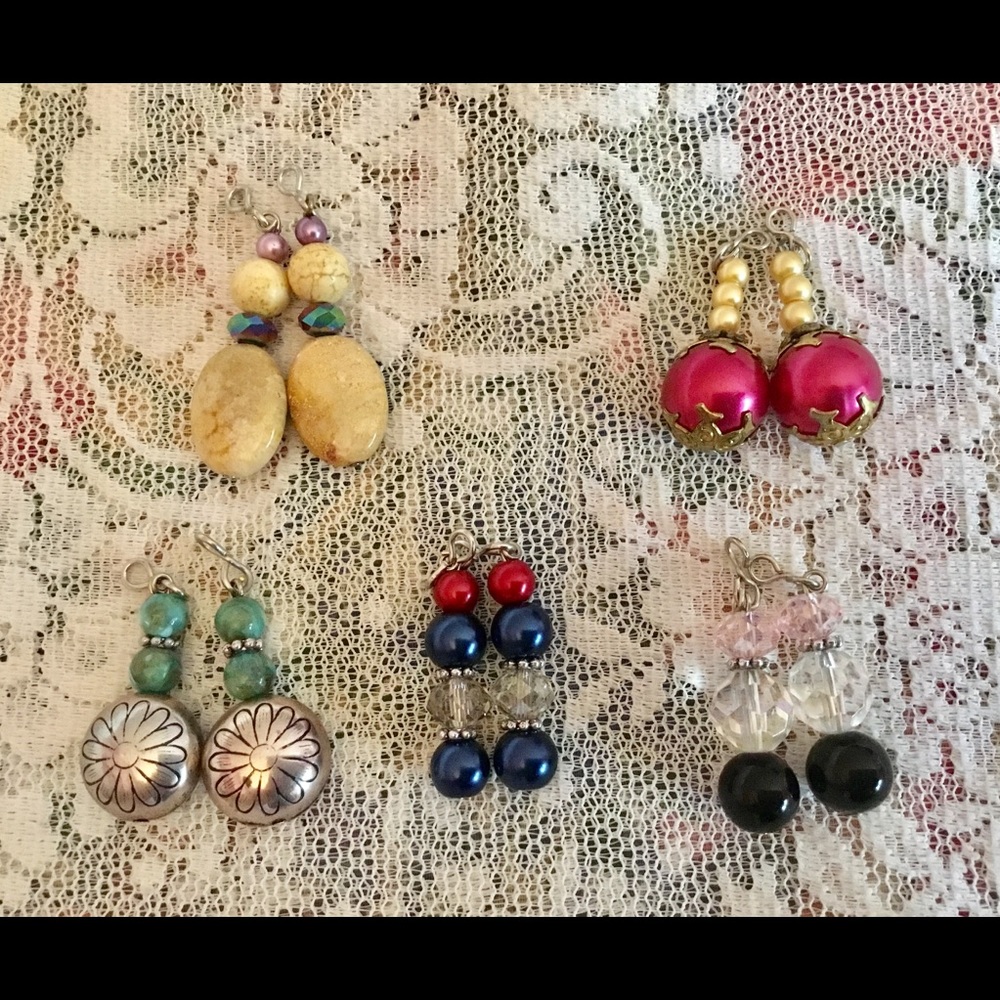 5 PAIRS “SAG FREE’ DANGLE EARRINGS.  So elegant!